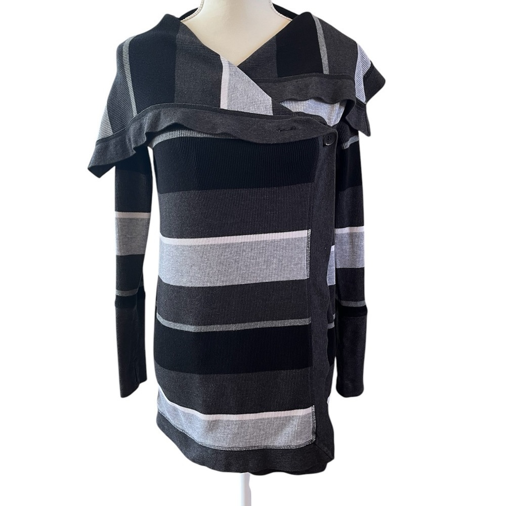 Calvin Klein Black and Gray Off-the-Shoulder Sweater with Relaxed Fit